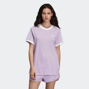 BNWT SMALL Adidas Originals Purple 3 Stripes Tee